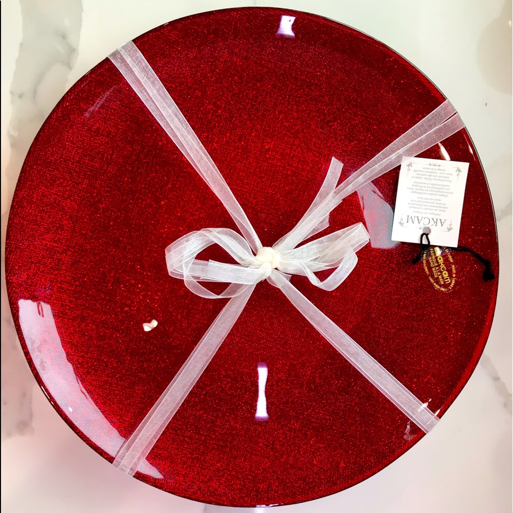 Handmade Turkish red dinner plates set of 4